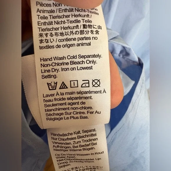 J.Crew Collection Feather Trim Poplin Button-Up Shirt | Size 14 | Blue - Picture 15 of 15